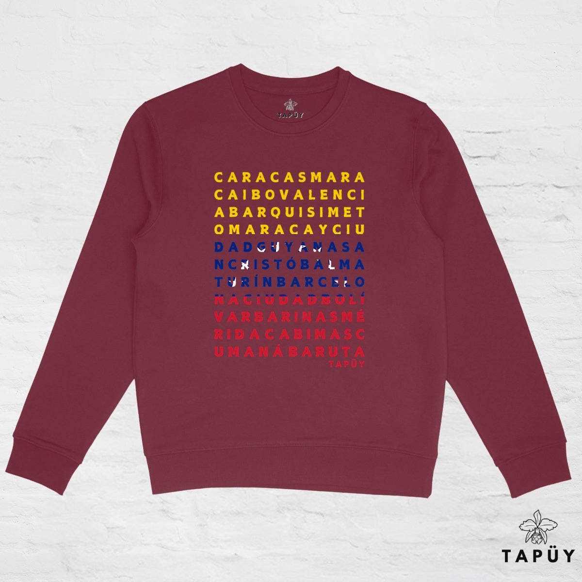 Sweatshirt Unisexe Ciudades de Venezuela Bordeaux / XS de la marque Tapüy
