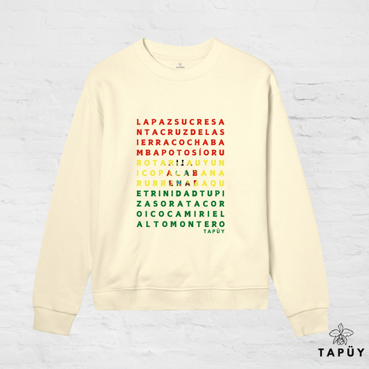 Sweatshirt Femme - Ciudades de Bolivia Jaune Clair / XS de la marque Tapüy