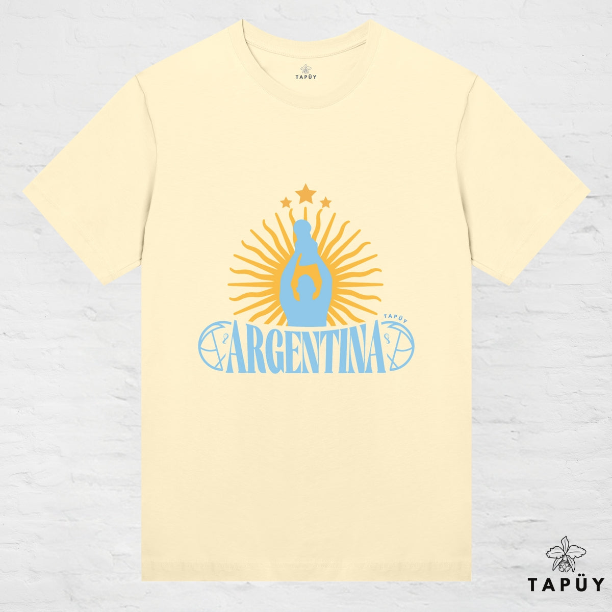 T-Shirt Femme - Argentina Campeón del Mundo Jaune Clair / XS de la marque Tapüy