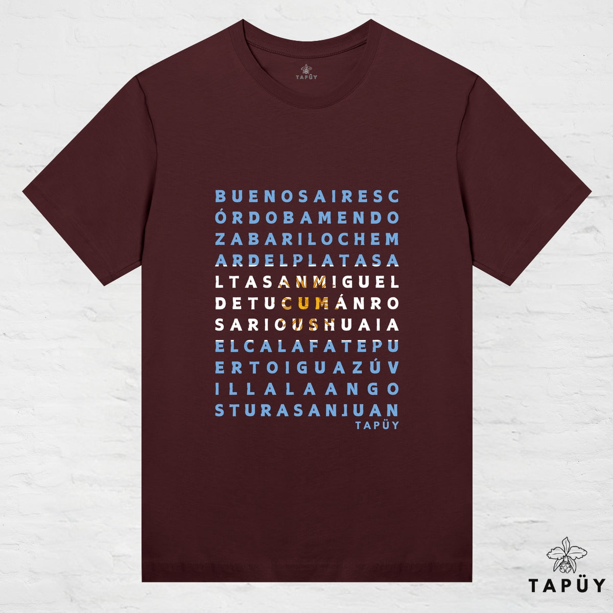 T-Shirt Femme - Ciudades de Argentina Marron Foncé / XS de la marque Tapüy