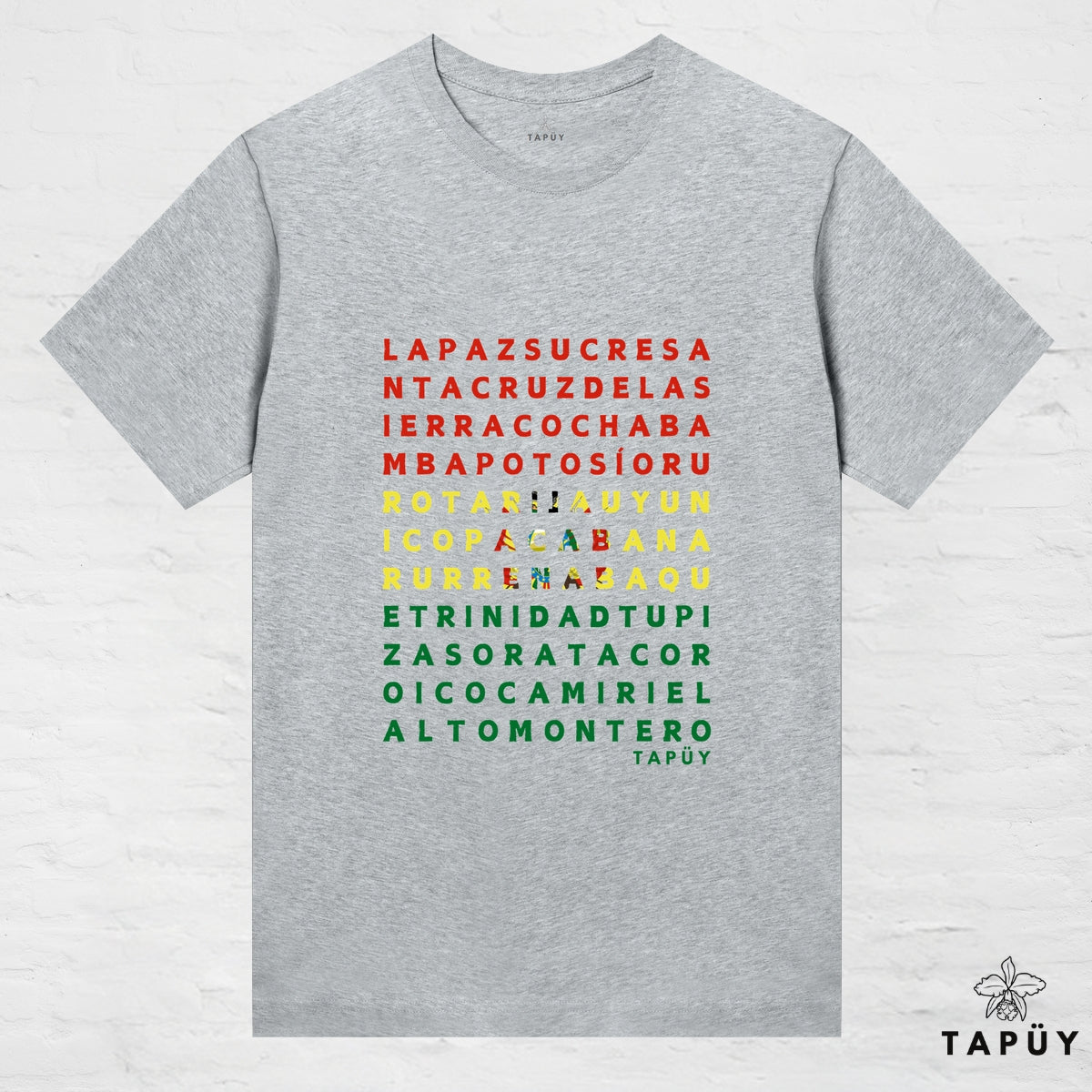 T-Shirt Femme - Ciudades de Bolivia Gris Chiné / XS de la marque Tapüy