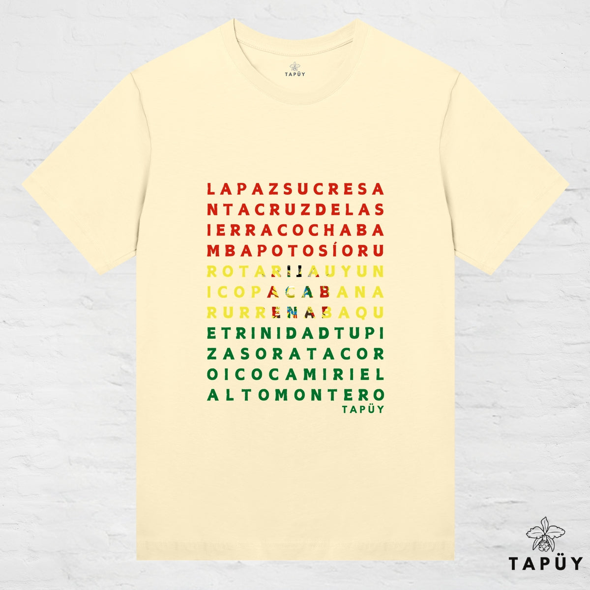 T-Shirt Femme - Ciudades de Bolivia Jaune Clair / XS de la marque Tapüy