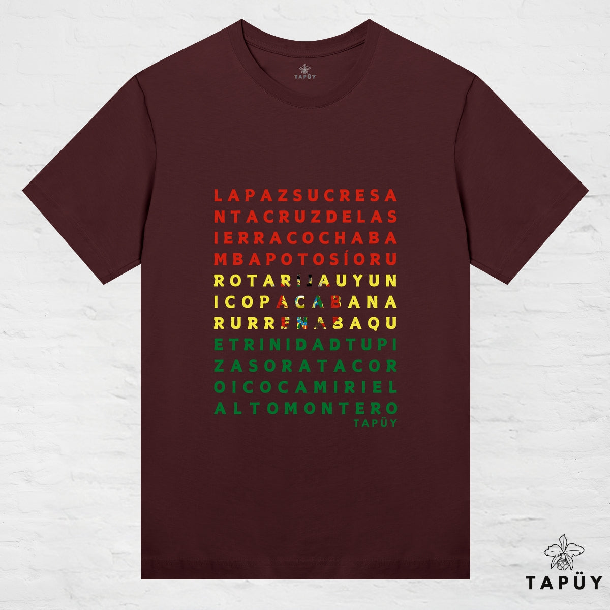 T-Shirt Femme - Ciudades de Bolivia Marron Foncé / XS de la marque Tapüy