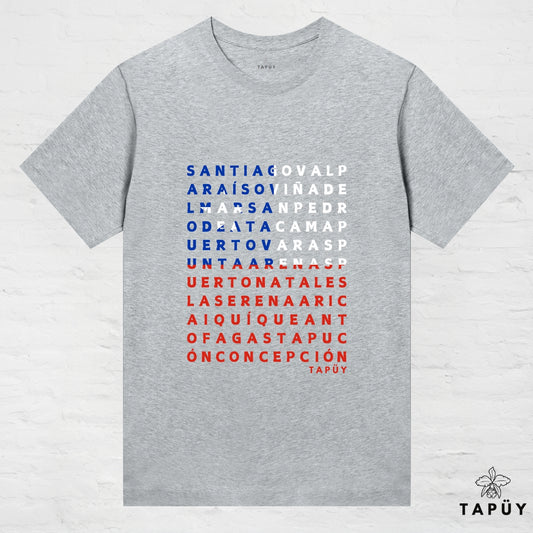 T-Shirt Femme - Ciudades de Chile Gris Chiné / XS de la marque Tapüy