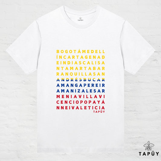 T-Shirt Femme - Ciudades de Colombia Blanc / XS de la marque Tapüy