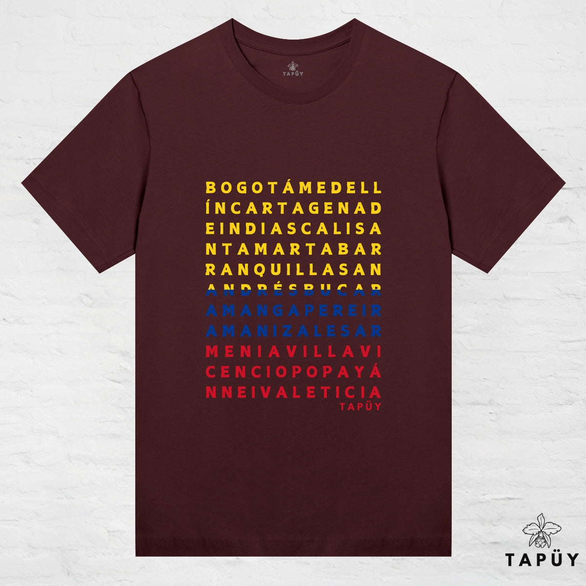 T-Shirt Femme - Ciudades de Colombia Marron Foncé / XS de la marque Tapüy