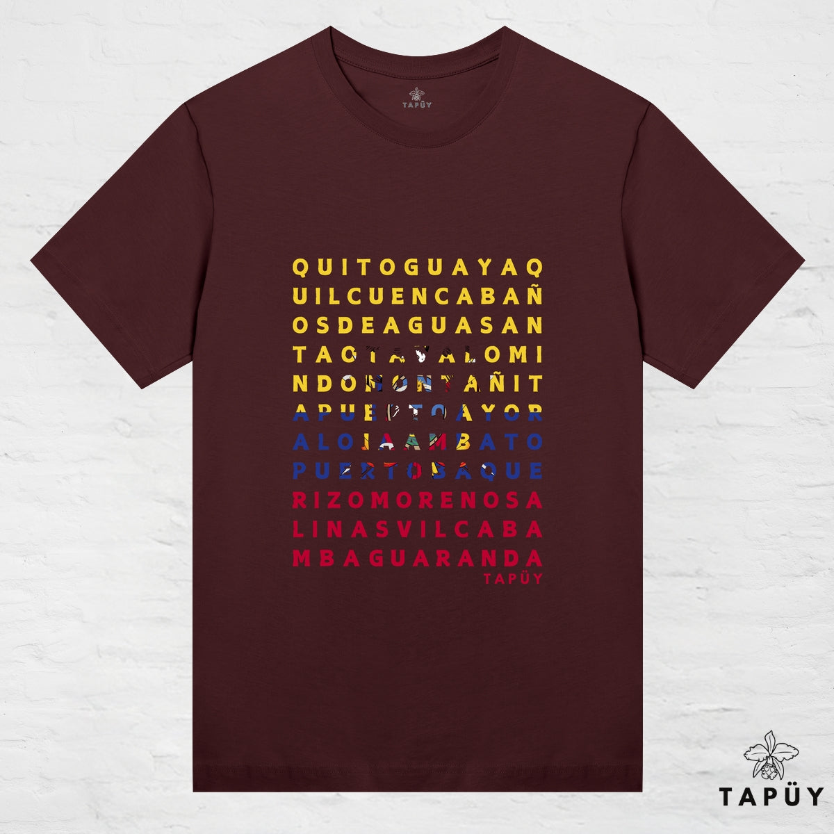 T-Shirt Femme - Ciudades de Ecuador Marron Foncé / XS de la marque Tapüy