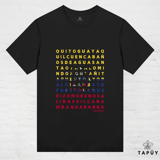 T-Shirt Femme - Ciudades de Ecuador Noir / XS de la marque Tapüy