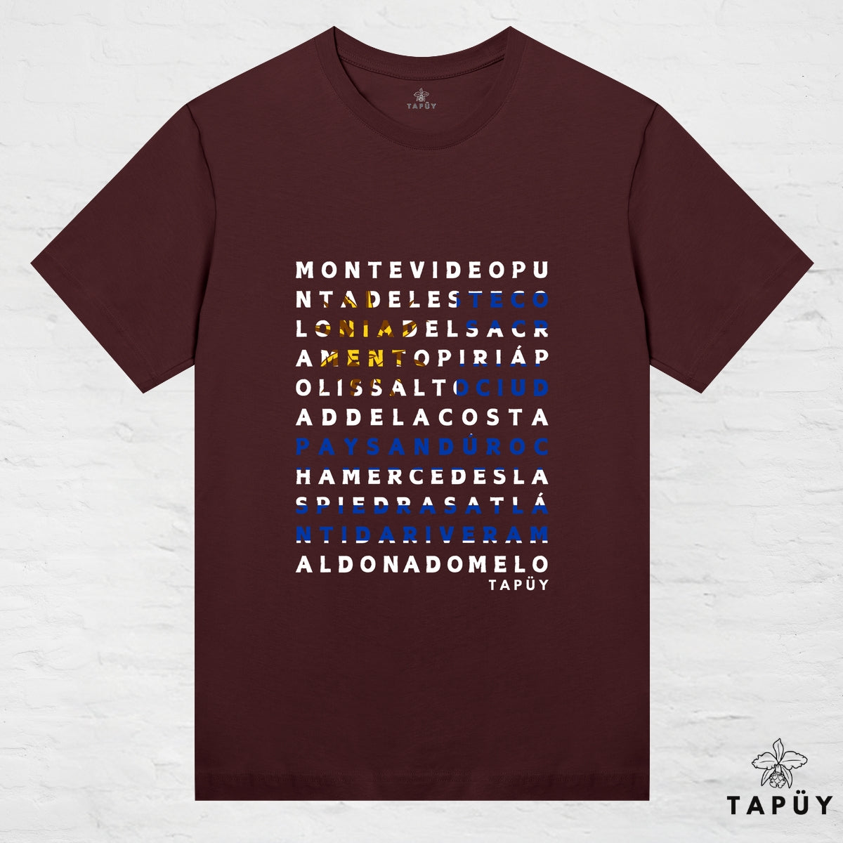 T-Shirt Femme - Ciudades de Uruguay Marron Foncé / XS / women de la marque Tapüy