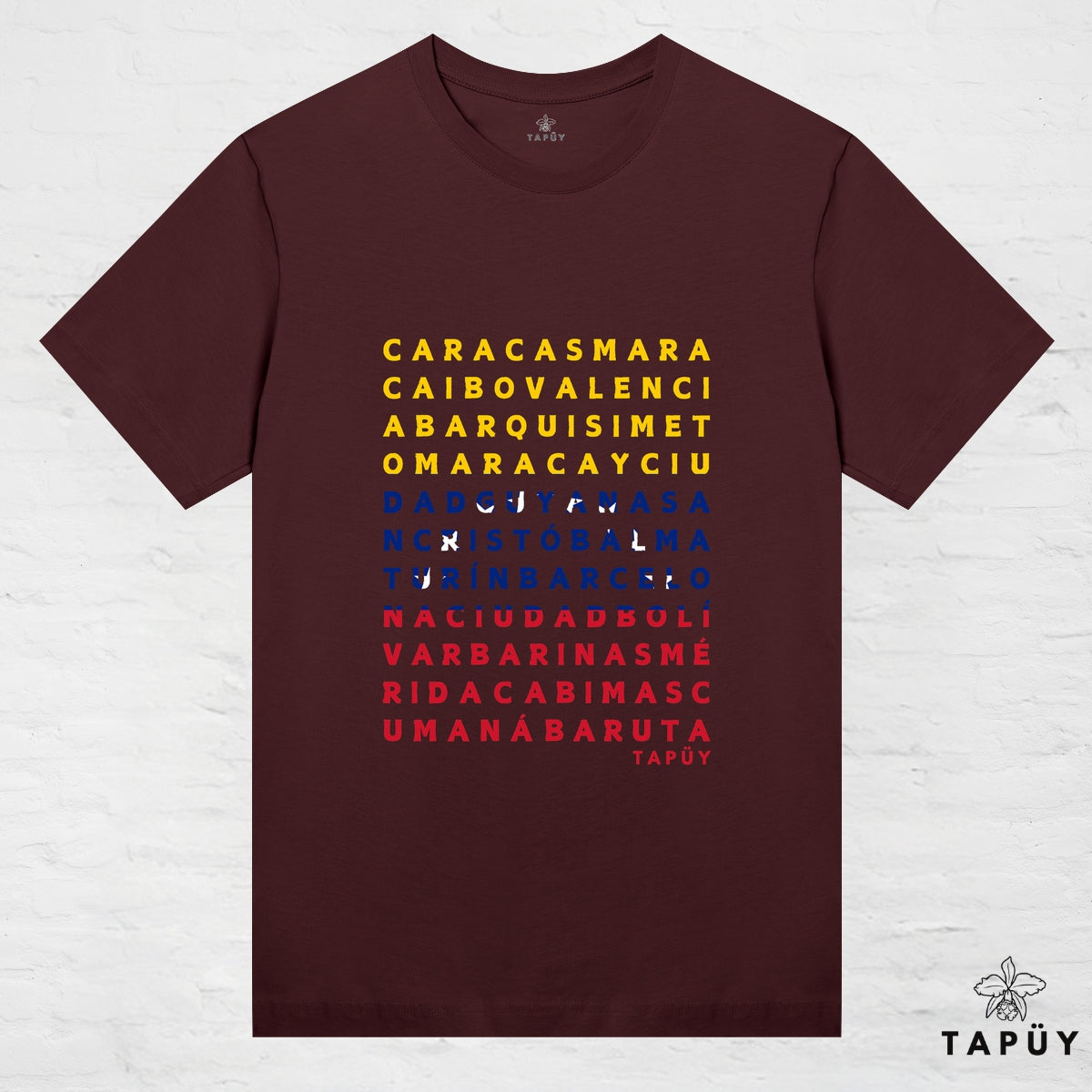 T-Shirt Femme - Ciudades de Venezuela Marron Foncé / XS / women de la marque Tapüy