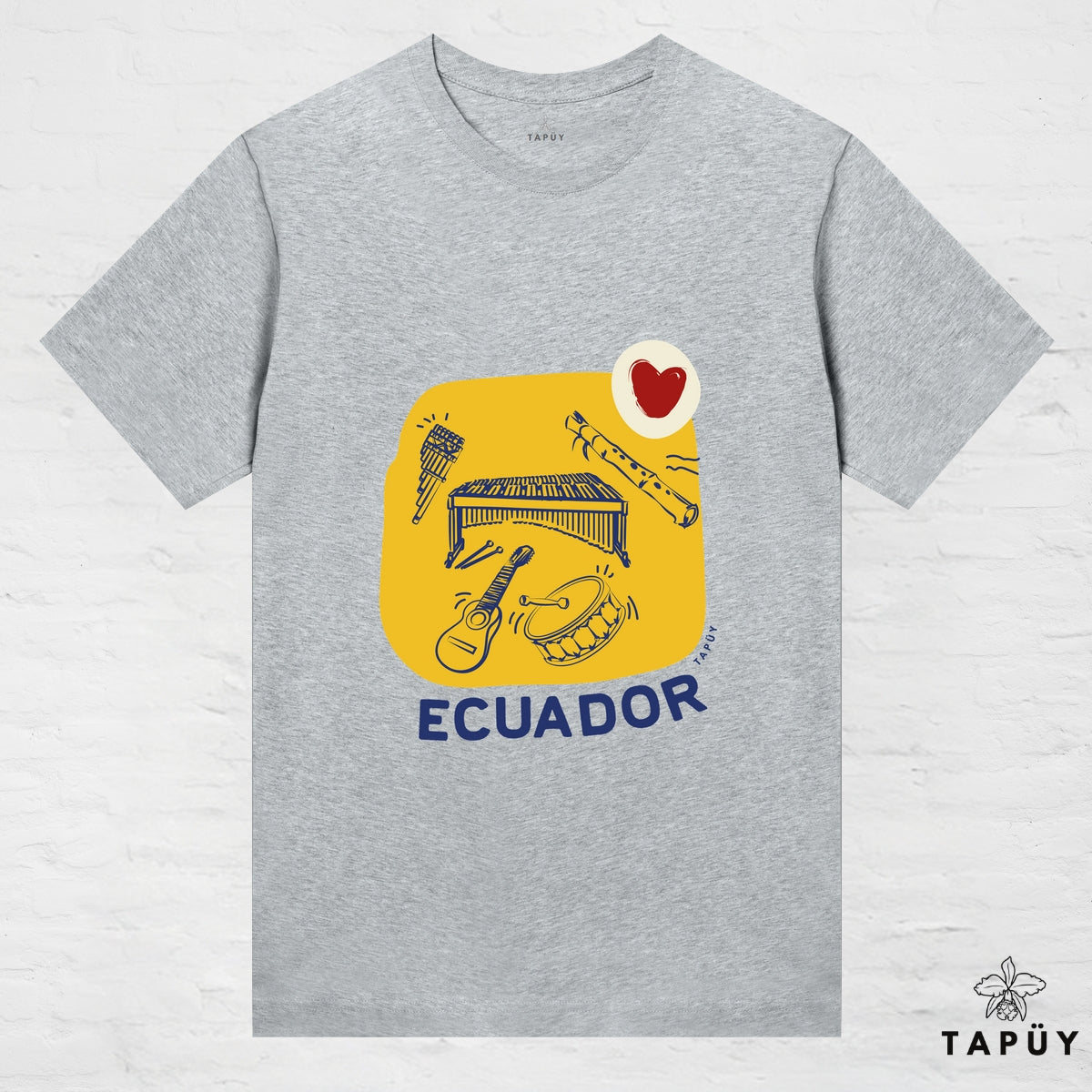 T-Shirt Femme - Folklore de Ecuador Gris Chiné / XS de la marque Tapüy