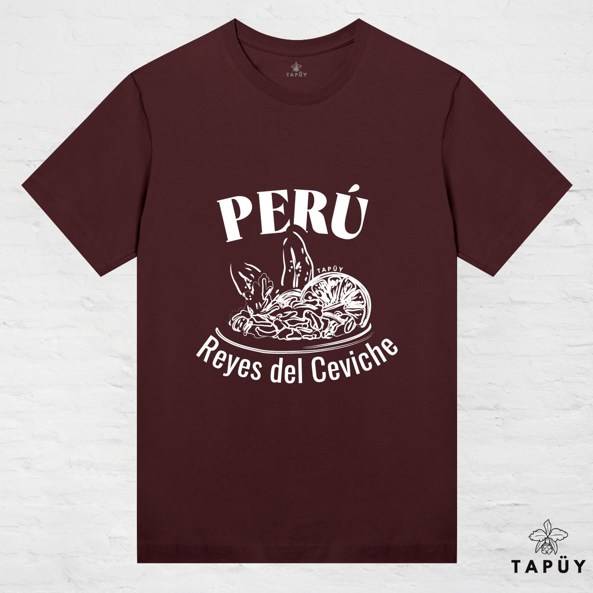 T-Shirt Femme - Reyes del Ceviche Marron Foncé / XS / women de la marque Tapüy