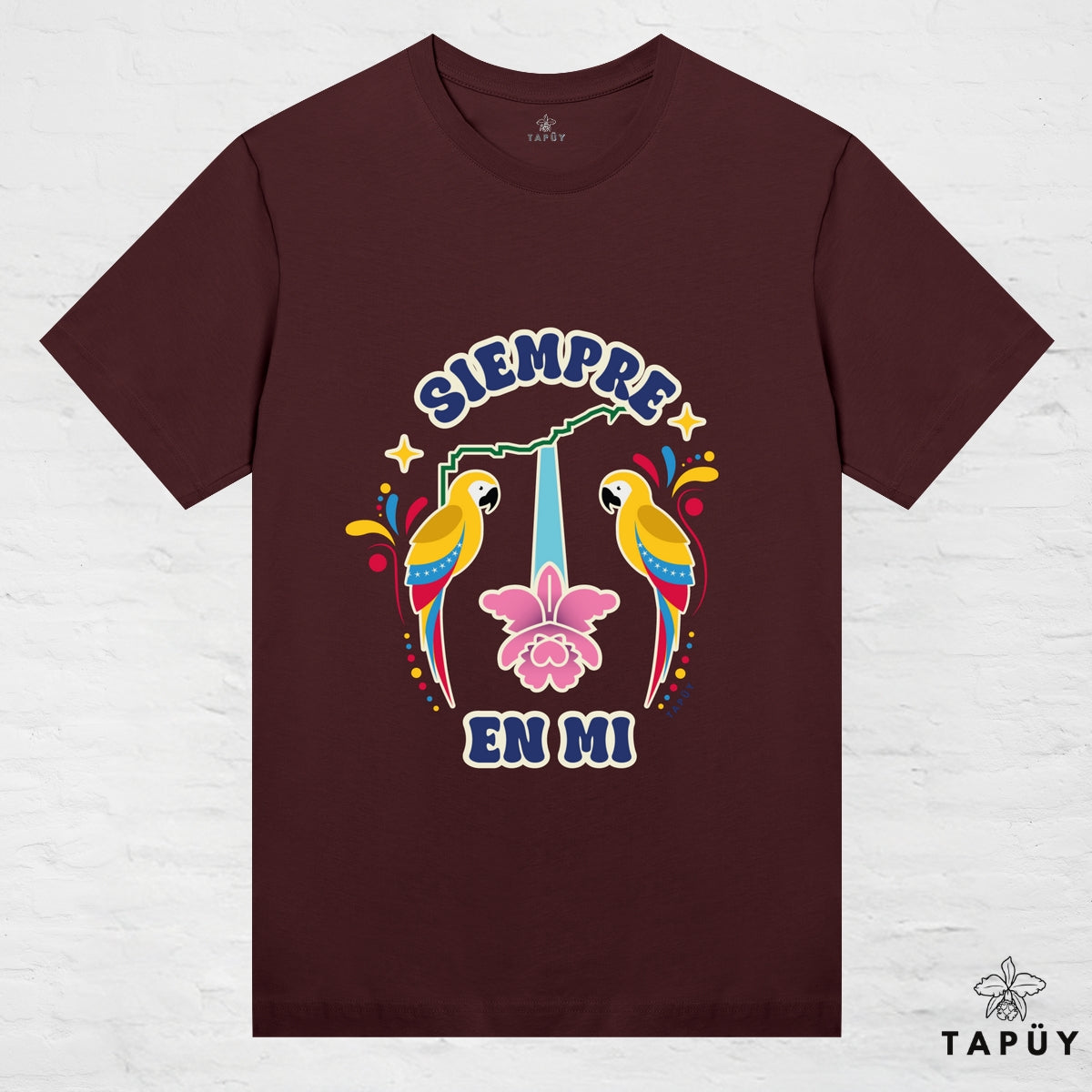 T-Shirt Femme - Venezuela Siempre en Mi Marron Foncé / XS / women de la marque Tapüy