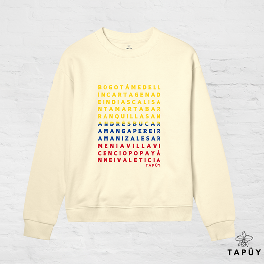 Sweatshirt Femme - Ciudades de Colombia Jaune Clair / XS de la marque Tapüy