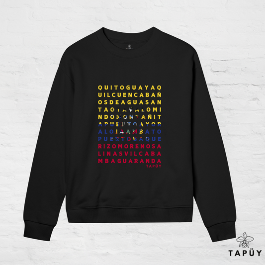 Sweatshirt Femme - Ciudades de Ecuador Black / XS de la marque Tapüy