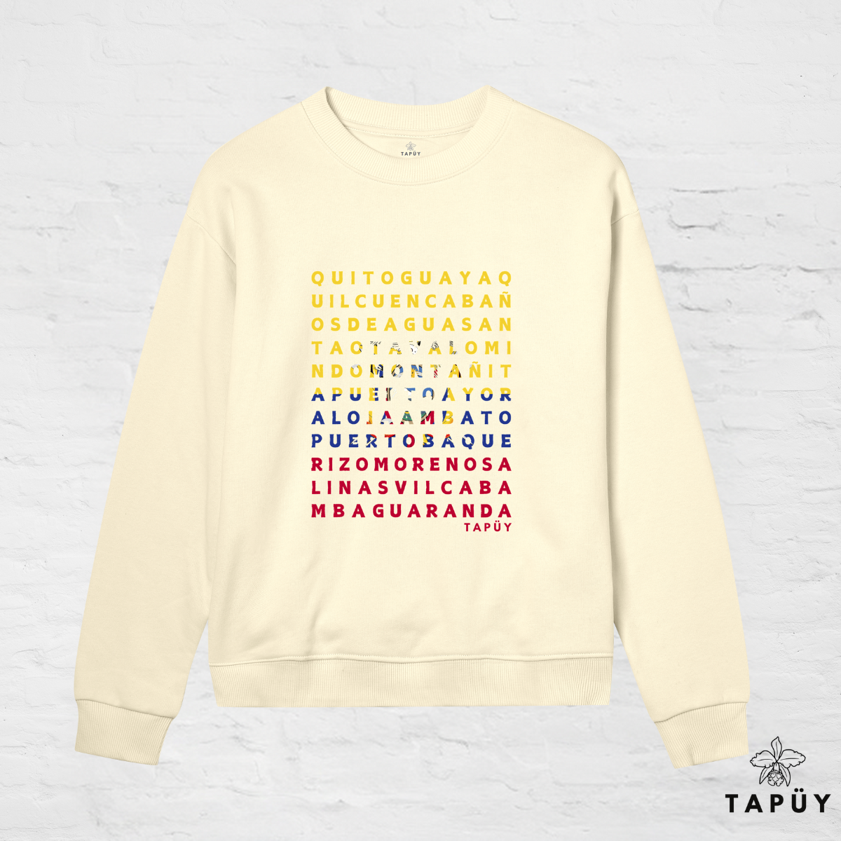 Sweatshirt Femme - Ciudades de Ecuador Jaune Clair / XS de la marque Tapüy