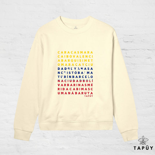 Sweatshirt Femme - Ciudades de Venezuela Jaune Clair / XS de la marque Tapüy