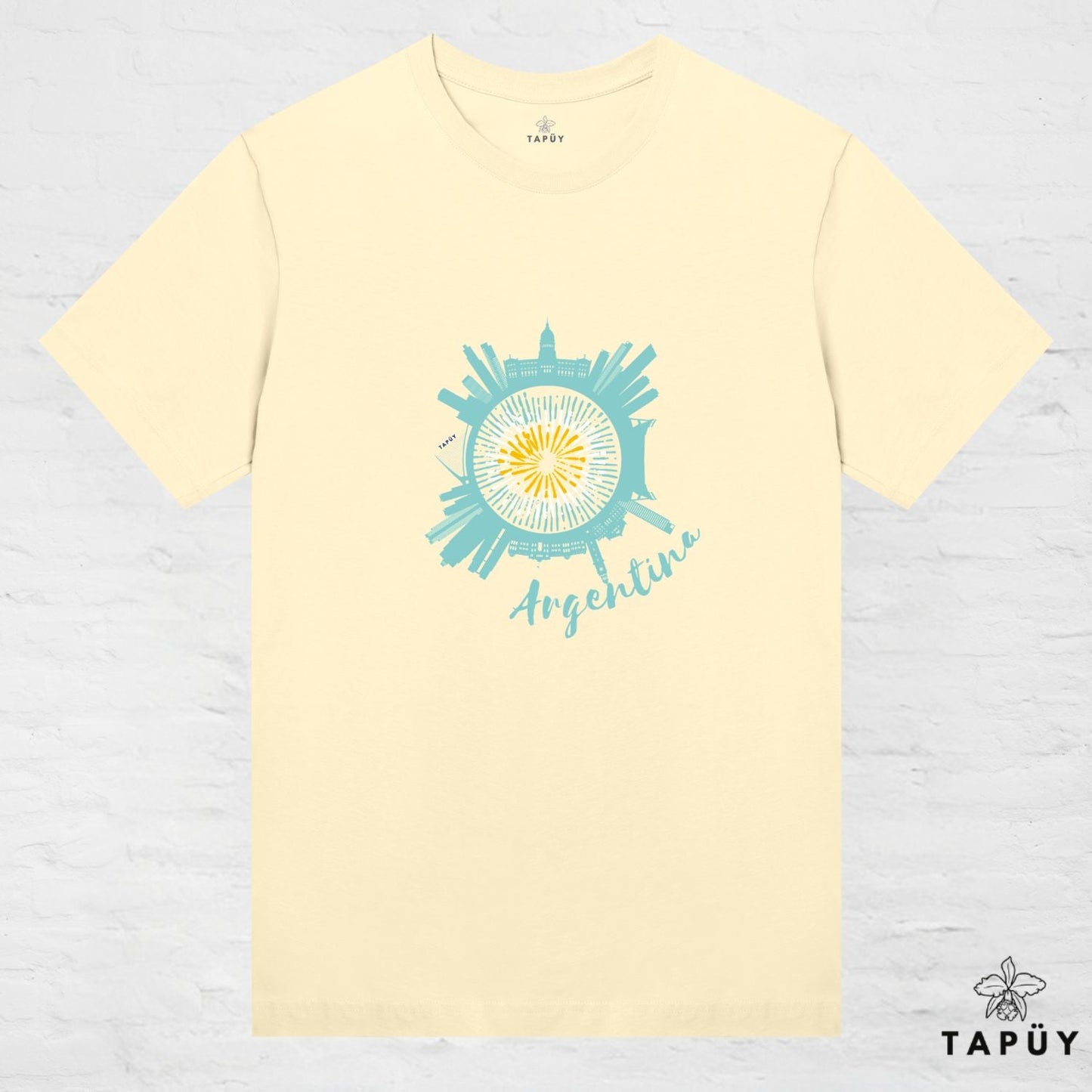 T-shirt femme - Argentine – Soleil national & skyline de Buenos Aires Jaune Clair / XS / women de la marque Tapüy