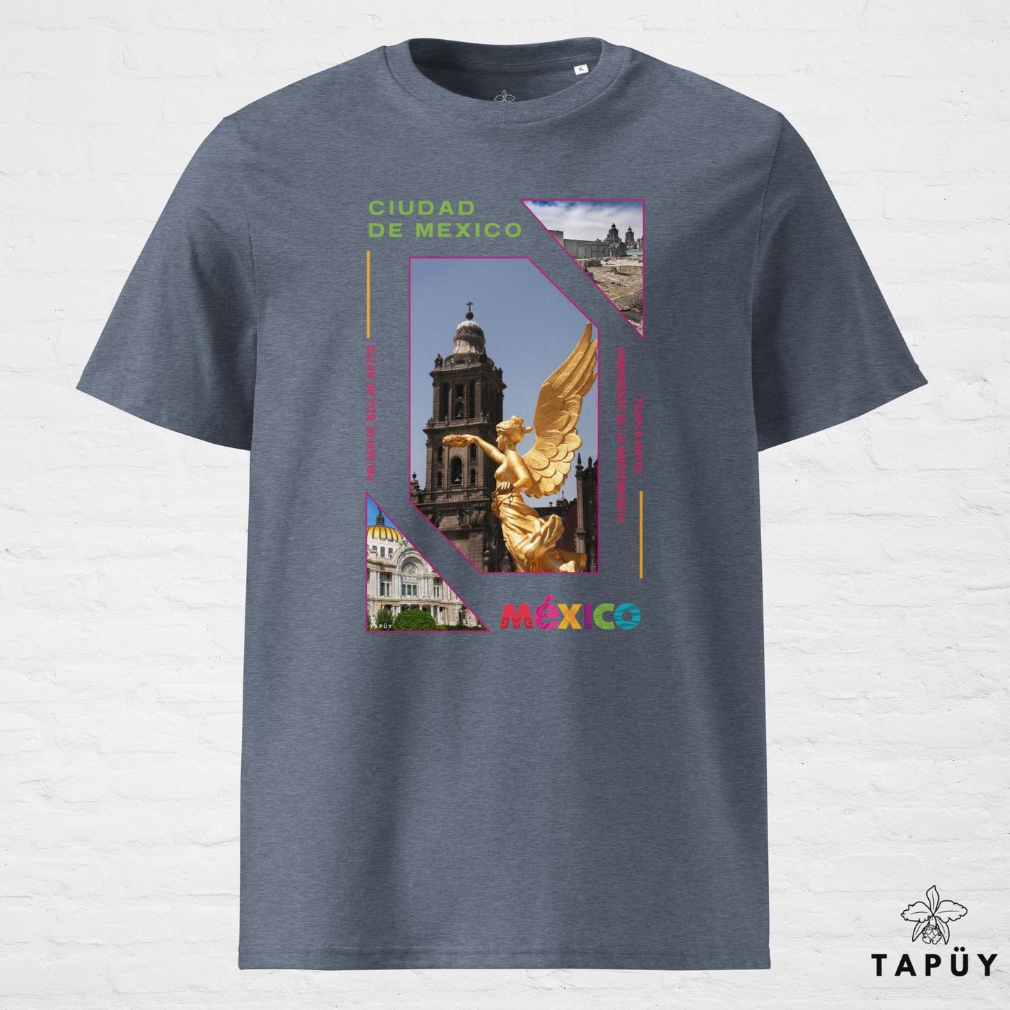 T-Shirt Homme Capital Ciudad de México Bleu Foncé Chiné / S de la marque Tapüy